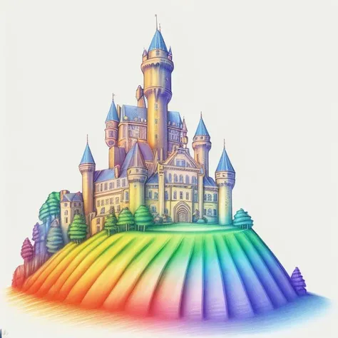 RainbowPencilRockAI castle <lora:RainbowPencilRockAI:1>