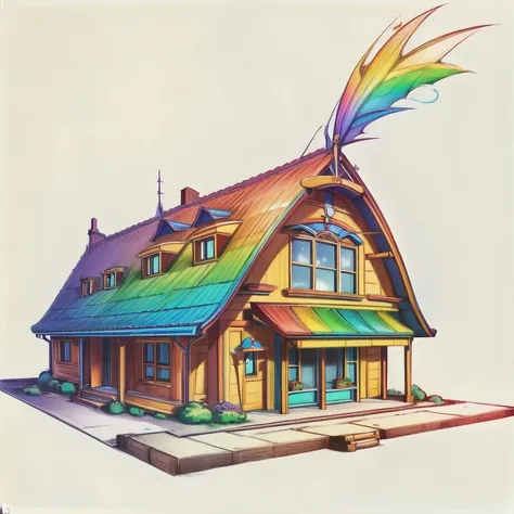 hangar, brand, kangaroo,  <lora:RainbowPencilRockAI:1> RainbowPencilRockAI,