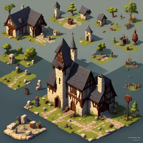 2dsprite assets medieval, (best quality), <lora:2dSpriteStyle_20:0.6>