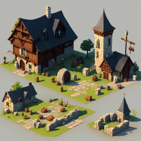 2dsprite assets medieval, (best quality), <lora:2dSpriteStyle_20:0.6>