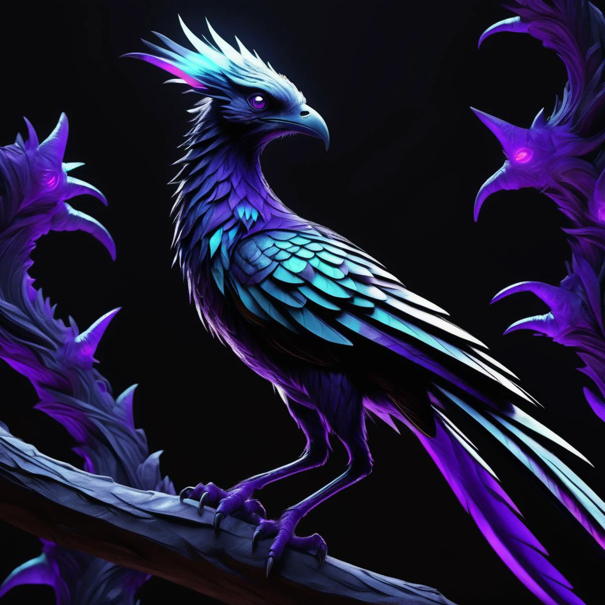 ((realistic,digital art)), (hyper detailed),DonMD4rk3lv3sXL Massive glowing markings Organic Nostalgic Avian, Scaled Appendages, Multi-Tailed, Long-Tailed, Wooly Fur, <lora:DonMD4rk3lv3sXL_v1.2-000012:0.8>
