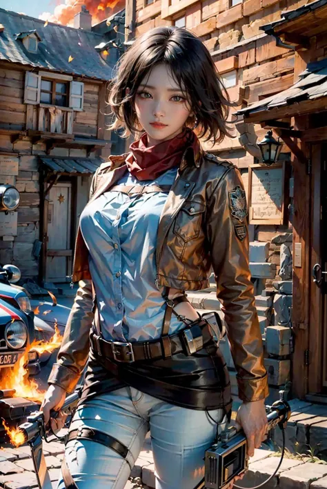 <(best quality, extremery best quality, masterpiece:1.4), (realistic, intricate details:1.4), (photorealistic:1.4), (extremely intricate:1.4), highres, ultra highres, ultra-detailed, absurdres, incredibly absurdres, extremely detailed, high quality, high resolution, hyperrealistic, ultra-realistic, hyper-detailed, top quality, best, fine detail, massive detail, Highly detailed, extreme detailed, highest detailed, high-res, absolutely resolution, reflection, (refraction:1.4), (hyperrealism:1.4)>, BREAK, 1girl, solo, looking at viewer, (young cute beautiful 18-year-old girl:1.4), 3d face, beautiful girl, Beautiful face, pretty, girlface, kpop idol, supermodel, stunning innocent symmetry face, perfect body, medium breast, slim waist, slim legs, (high detailed skin:1.4), glowing eyes, goddess, natural skin texture, shiny skin, White skin, Beautiful detailed face, detailed face, real skin texture, cute delicate face, finely detailed face, golden ratio, golden ratio face, expressive eyes, perfect face, perfect skin, flawless face, clear face, shiny hair, pale skin, Proper body proportion, perfect anatomy, realistic skin texture, luscious lips, glossy lips, natural makeup, beautiful bright pupils, slender figure, intricate eyes, detailed pupils, detailed face and eyes, longeyelashes, blush, good hand, perfect hands, pretty face, beautiful female bodies, finely detailed skin, oily shiny skin, BREAK, (((((Attack on Titan, (brown jacket, emblem, white shirt, white pants:1.5), (hmmikasa, short hair, black eyes, scarf, belt, thigh strap, red scarf, long sleeves:1.4), (holding weapon, sword, dual wielding, three-dimensional maneuver gear, fighting stance, sky:1.4), (battle, adventurous look:1.3), (blush, fantasy, scenery, plants, open mouth:1.2), (highly detailed worn metal texture:1.2), (floating colorful sparkles, light is shining, dust is drifting, floating catkins, fog, wind:1.2), (rust, dirt, dust, scratches, abrasions on the metal texture:1.2), (fly:1.4), (Luminescent Particles:1.3), (Old City of Dubrovnik, Avila, Historic Fortified City of Carcassonne, Noerdlingen,Ancient castle, Romanesque architectural style, Gothic architectural style, Renaissance architectural style, Baroque architectural style, Half-timbered house, Medieval castles, Romanesque forts, Gothic walls, Tudor style architecture, British style architecture, medieval village setting:1.3), (50m high city wall:1.5), (city surrounded by walls, ember, battlefield, grey mist, smoke, explosion, apocalyptic, destroyed city background, buildings on fire:1.4), (fullbody:1.2), (eye focus, face focus, character focus, close-up face:1.2), (dutch angle, cowboy shot:1.3), (hand of Guido Daniele:1.4), flat bangs, colorful refraction)))), BREAK, <watercolor, available light, detailed light, volumetric fog, beautiful lighting, Rembrandt lighting, Cinematic, pixel art, game art, key visual, surreal, PBR Texturing, Anisotropic Filtering, Maximum Clarity And Sharpness, Albedo And Specular Maps, Multi-Layered Textures, Surface Shading, Sub-Pixel Convolution, Sub-Pixel Convolution, Accurate Simulation Of Light-Material Interaction, blurry foreground, broad light, volumetric light effect, matte painting, perfectly defined features, volumetric lighting, Tone Mapping, Lumen Reflections, Global illumination, Ray Tracing, Screen Space Global Illumination, Accent Lighting, 32k, Natural Lighting, volumetric, cinematic masterpiece, Rule of thirds, high dynamic range, Multi-exposure HDR capture, cinematic render, game cg cinematic, atmospheric perspective, movie scene, epic dynamic frame, motion blur, ((cinematic look, Film look)), rim light, 4k textures, adobe lightroom, photolab, insane details, hyperdetailed, exposure blend, professional color grading, professional color correction, aerial perspective, particles and dust in beams of light, cinematic scene, dynamic lighting, sharp details, lomography, soft focus, light leaks, bold hues, atmospheric depth, (explosive light and shadow:1.2), aesthetics, intricate designs, ultra realistic digital art, (zentangle, mandala, tangle, entangle), (fractal art), elegant, vivid colours, floating particles, particles, dramatic, epic, (ink drawing, oil painting detailed), (dramatic lighting:1.2), RAW, huge filesize, extremery detailed CG, Photo, 8k uhd, cinematic atmosphere, trending on artstation, award-winning glamour photograph, highly detailed photo, official art, beautiful and aesthetic, unity 8k wallpaper, beautiful, highly detailed CG illustration, best illustration, intricate, Amazing, emotional, analog, painting, digital painting, concept art, Oil Painting, illustration, Classical art, Renaissance, Romanticism, Neoclassicism, Color Palette, depth and contrast, Vibrant colors, saturated, rich saturation, color harmony, vivid palette, concept-art, design style, detail character, concept render, colorful, analog photography, dreamy atmosphere, specular highlights, atmospheric lighting, (dynamic angle, dynamic pose :1.3), (shiny, clothes reflecting light, lens flare, bloom effect, light particle, lens glare:1.3), realistic lighting, cinematic light, (cinematic lighting), light in the face, soft lighting, saturated colors, detailed background, sharp focus, 8k high definition, perspective, Master Composition, roughness, post-processing, soft shadows, realistic shadows, ambient occlusion, ray-tracing, subsurface scattering, photon mapping, physically-based rendering, octane rendering, unreal engine 5, ue5 rendering, Adobe After FX, dslr, RTX, Best character details, radiosity, sharp, antialiased, RAW photo, HDR, 8k, 4k, (((Photographed by Roger Deakins, using a RED Monstro 8K VV camera and a series of high-end lenses))), ((Hasselblad photography)), (film grain:1.4), Kodak portra 400, ((Fujifilm X-T5)), professional photograph, depth of field, caustics, Broad lighting, diffuse lighting, rim lighting, two tone lighting, textile details, visible pores, high resolution scan, professionally color graded, photographic reality, automatic white balance, best lighting, detailed shadow, high contrast, strong light and shadow>, (PureErosFace_V1:0.4), (ulzzang-6500:0.6), <lora:epiNoiseoffset_v3:0.05>, <lora:FilmVelvia2:0.05>, <lora:add_detail:0.2>, <lora:mikasa_ackerman_v1:0.7>