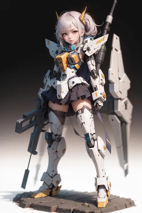 solo,weapon,gun,standing,1girl,gold,mecha musume,Axisymmetric,full armour,holding,white background,robot,mecha,msgirl girl,<lora:msgirlLora_v40H:0.6>,