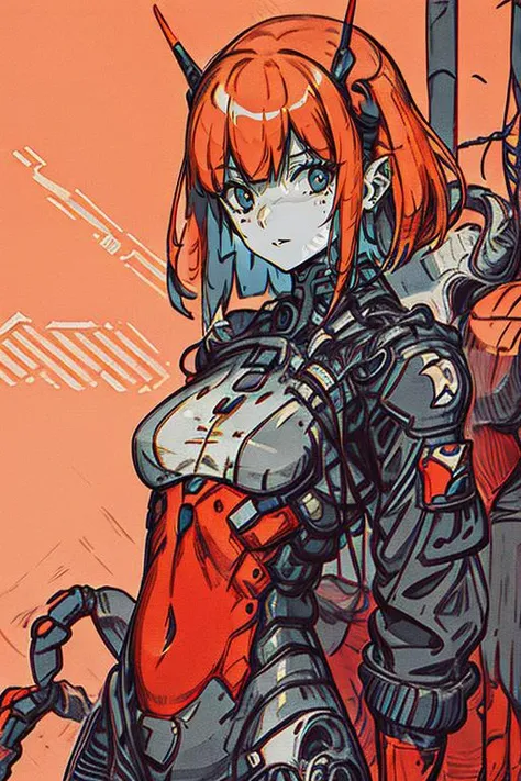 best quality,masterpiece,1girl, solo, looking at viewer, gloves, breasts, jacket, medium hair, upper body, cyberpunk, bangs,( chromatic aberration:1.3), hatching (texture), closed mouth, cable, bodysuit, wire, science fiction, <lora:XenotripStyle:1>