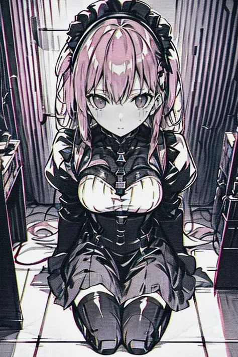 masterpiece, best quality, ultra-detailed, illustration, 
1girl, pov, full body, harness gag, pink hair,  green eyes, detailed face, gag, gagged, cute, bondage, bound arms, bound legs, 
<lora:harness gag:1>