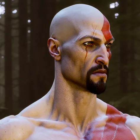 goatee kratos person, upper torso, armor, impressionist perfect composition, character portrait, intricate, oil on canvas, masterpiece, expert, insanely detailed, 4k resolution, john william waterhouse, charlie bowater, agnes cecile, Mucha, Gabriel Ferrier, composition, beautiful detailed intricate insanely detailed octane render trending on artstation, 8k artistic photography