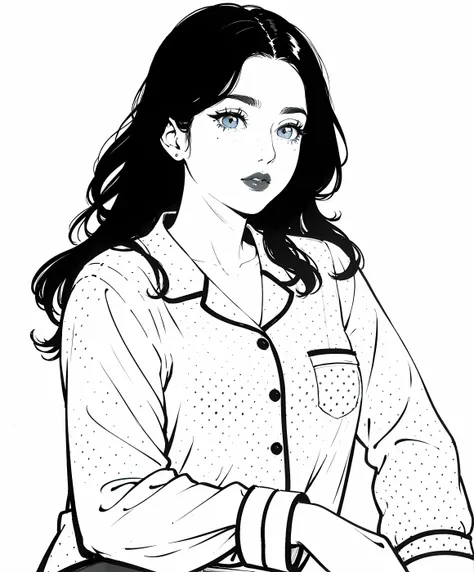 (masterpiece, top quality, best quality, official art, beautiful and aesthetic:1.2),
1girl, adult woman,
close up shot ,
hands in lap,
colorful hair , long hair ,
medium breasts, ,
seductive ,
pajamas ,
lips closed, subtle lipstick,
normal face , freckles ,
red eyes , beautiful eyes, looking away ,
latino ,
side view ,
Cell shaded illustration ,
simple color background ,
<lora:add_detail:-1.5>
<lora:animeoutlineV4_16:1>