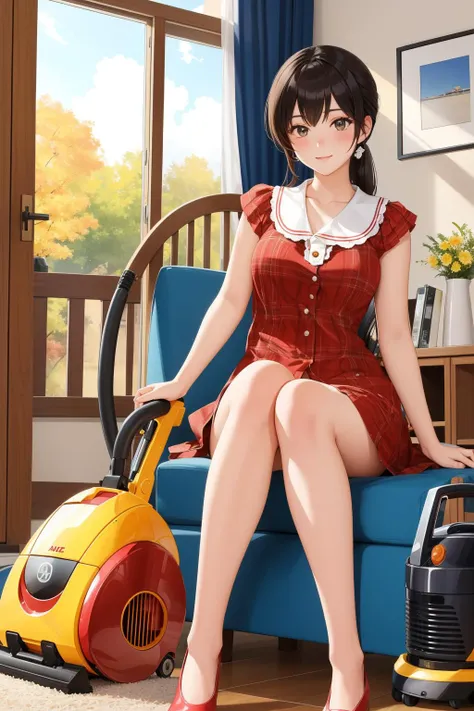 1girl, Amber [Phoenix|Vacuum cleaner], the Vacuum cleaner is very Pittoresque and [Vintage|Gentle]