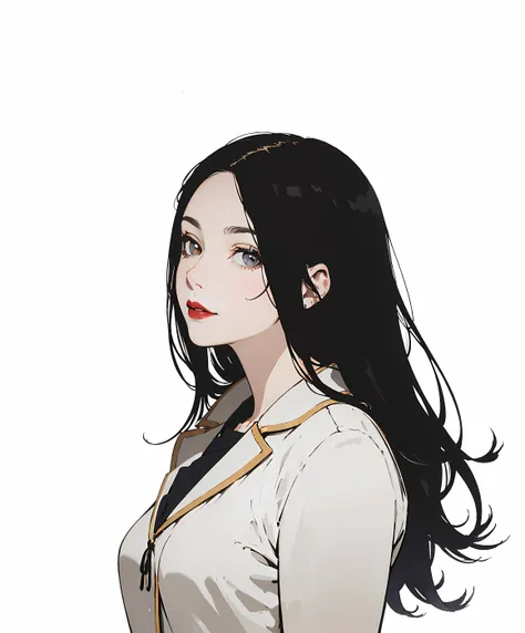 (masterpiece, top quality, best quality, official art, beautiful and aesthetic:1.2),
1girl, adult woman,
upper body photo ,
unique angle view ,
black hair , long hair ,
medium breasts, ,
sexy ,
school outfit,
lips closed, subtle lipstick, 
slight smile , ,
golden eyes , beautiful eyes, staring into my soul, looking at viewer, , 
anime ,
facing sideways  ,
unique art ,
simple background ,
<lora:add_detail:-1.5> 
<lora:animeoutlineV4_16:1>