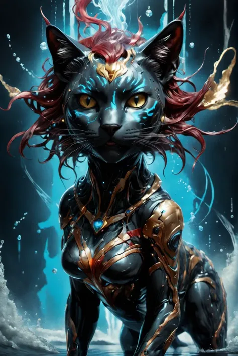 portrait of a cute cat,awardwinning, 8k, atmospheric,dramatic,godlike,superpowers,power surge,epic,in the style of aleksi briclot,sandra chevrier and mythsxl,<lora:mythsxl:1>