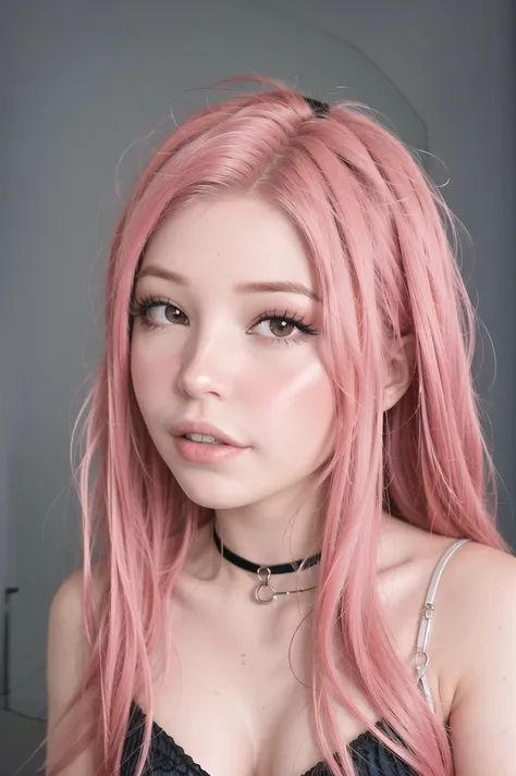 pink hair, portrait shot of a woman