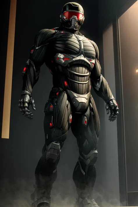 An organic and shadowy robotic figure with four arms and 2 of those arms its hands hold a spear in each, its structure has sharp lines that convey a sense of threat, The head has an aerodynamic and angular shape, with sharp, aggressive lines that contribute to its intimidating aesthetic.