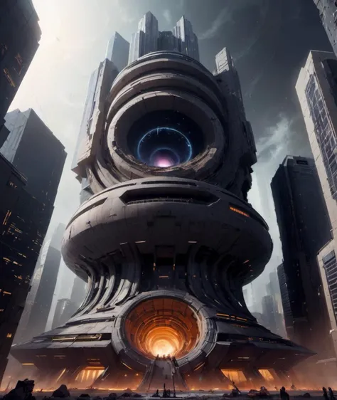 <lora:InfraBlackholeTechAI:1> inblackholetechAI ,        Office Buildings, Conglomerate stone, science fiction, building, architecture
