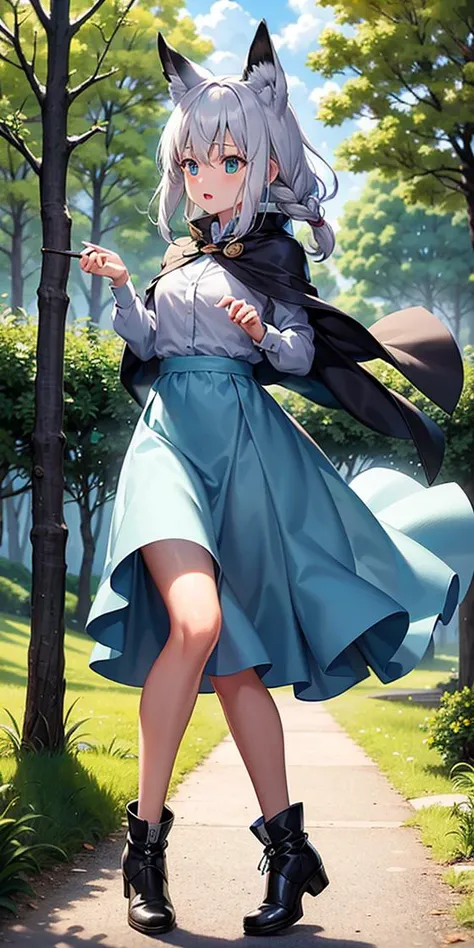 <lora:Shirakami Fubuki Hololive:1>, photo of shirakami fubuki, 
(detailed eyes),  (masterpiece), (best quality), (ultra-detailed), (((1girl))), (((solo))), forest, tree, fox, fantasy, flying, broom, night sky, outdoors, magic, spells, stars, clouds, fall water, wind, hair, cape, hat, boots, broomstick, glowing, mysterious, enchanting, whimsical, playful, adventurous, freedom, wonder, imagination, determination, skill, speed, movement, energy, realism, naturalistic, figurative, representational, beauty, fantasy culture, mythology, fairy tales, folklore, legends, witches, wizards, magical creatures, fantasy worlds, composition, scale, foreground, middle ground, background, perspective, light, color, texture, detail, beauty, wonder.