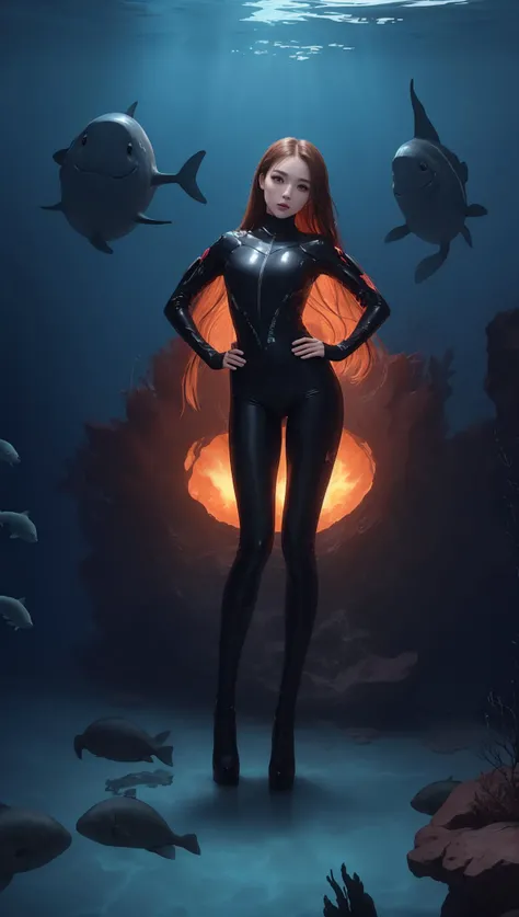 ((((ultra illustrated style:1.0)))),best quality,best animated,masterpiece,ray tracing, global illumination,Deep Sea Girl Background,full body,hands on hips, <lora:Deep Sea Girl Background:0.5>