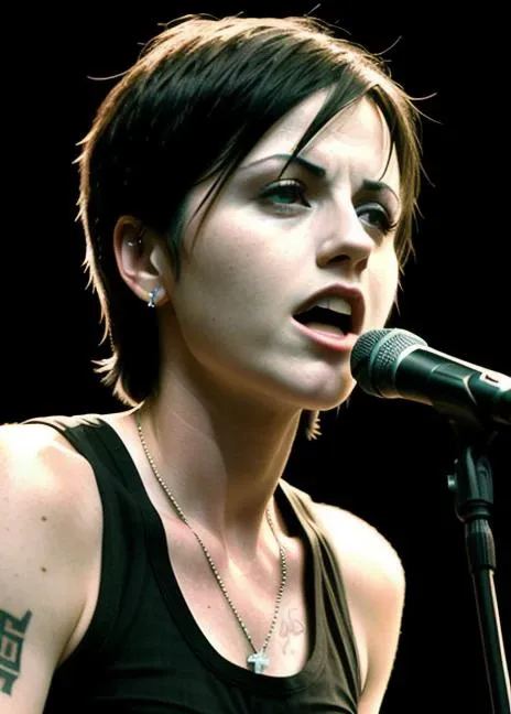 dolores portrait photo of women singing on stage at a rock concert (masterpiece), (best quality), (detailed), (8k), (HDR), (wallpaper), (cinematic lighting), (sharp focus), (intricate),