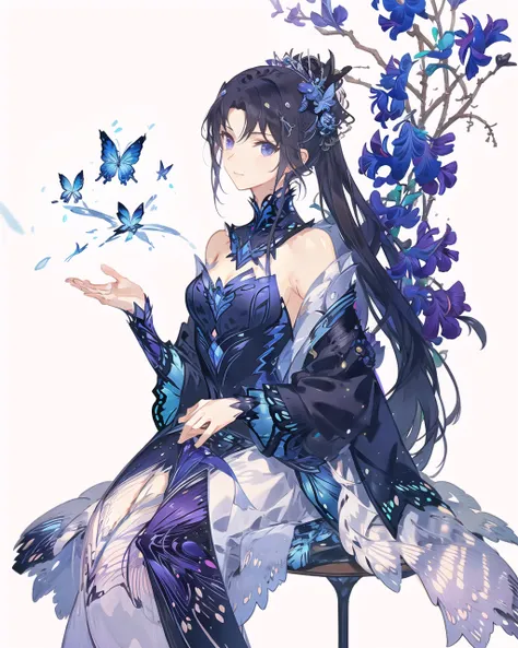 Butterflies, iris,1girl,solo