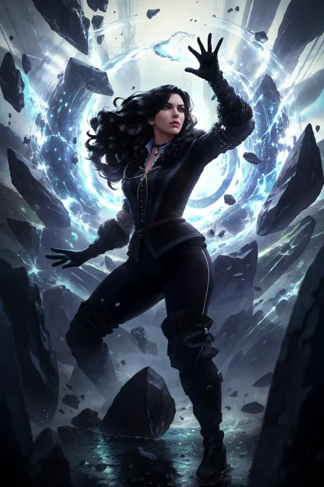 (masterpiece, best quality:1.2),<lora:yennefer-17:0.7>,yenW3_soul3142,1girl,solo,long hair,black hair,floating hair,black jacket,fur trim,gloves,rock,glow,debris,magic,looing down,<lora:detail_slider_v4:0.7>,<lora:epi_noiseoffset2:1>,<lora:BetterFeet:1>,