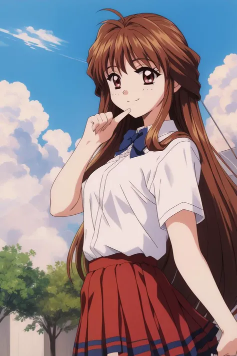 <lora:Minamizato_Ai:0.8>, MinamizatoAi, long_hair, brown_hair, red_eyes, bangs, school_uniform, cowboy Shot, smile, masterpiece, high quality, very_high_resolution, large_filesize, full color,
masterpiece, high quality, very_high_resolution, large_filesize, full color,