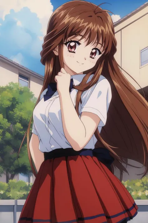 <lora:Minamizato_Ai:0.8>, MinamizatoAi, long_hair, brown_hair, red_eyes, bangs, school_uniform, cowboy Shot, smile, masterpiece, high quality, very_high_resolution, large_filesize, full color,
masterpiece, high quality, very_high_resolution, large_filesize, full color,