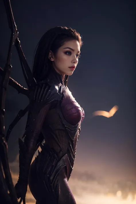 realistic, realistic details, detailed, (((1 girl, solo, srkg, claws, alien, monster girl, wings, slender, blurry background, from front, depth of field))) (ulzzang-6500-v1.1:0.2) <lora:A_Sarah_Kerrigan_Vlyc:0.85> <lora:C_cathe_v1:0.4>