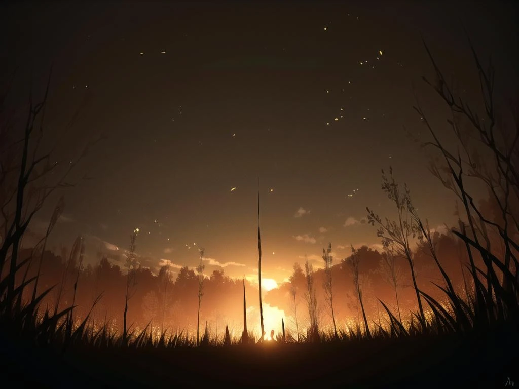 masterpiece,best quality,extremely detailed,shiny,As dusk approaches, the lingering glow of the setting sun bathes the scene in a warm, golden hue, casting a spell of magic upon the entire landscape. Here, time appears to stretch, allowing one to merge seamlessly with the natural world, experiencing its allure and wonder firsthand.