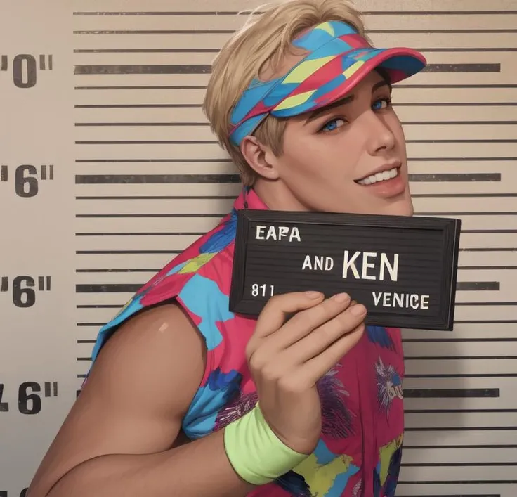 1boy, english text, holding, male focus, old, photo \(medium\), smile, solo, upper body, visor cap, blue eyes,
good anatomy, masterpiece, best quality, 4k, 8k, 1boy, concept_ken_mugshot_ownwaifu,holding, barbie_mugshot_(meme),www.ownwaifu.com,
<lora:CONCEPT_ken_mugshot_ownwaifu:1>
