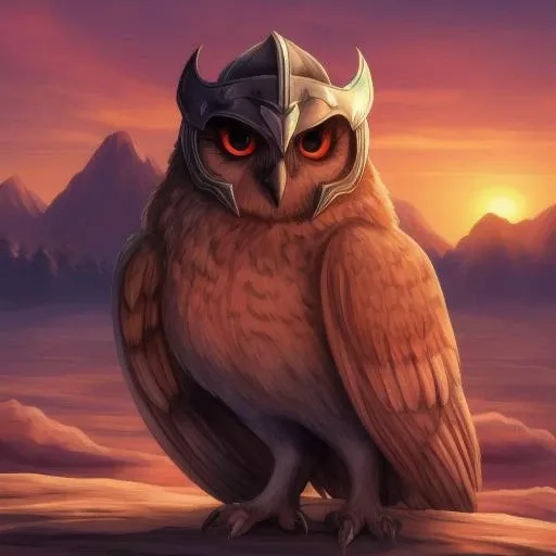 <lora:gahoole:0.5> owl, male, best quality, masterpiece, sunset, evil, helmet:0.3