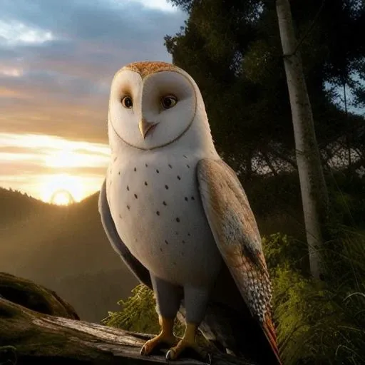 <lora:gahoole:0.7> barn owl, owl, watching at viewer, cgi