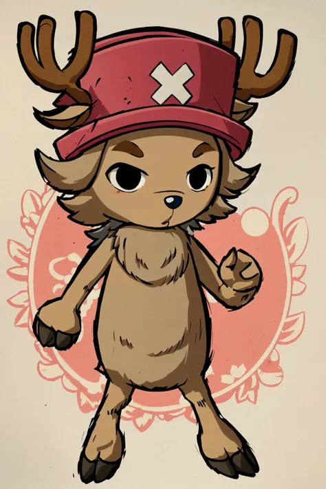 (masterpiece, best quality), intricate details,
<lora:Chopper:0.8> ChopperCzar, ArmPoint, (brown fur, animal ears, antlers, hooves, black eyes, snout, fingers, fist), (hat, pink headwear, full body),
<lora:WindWakerLora:0.8> chibi,