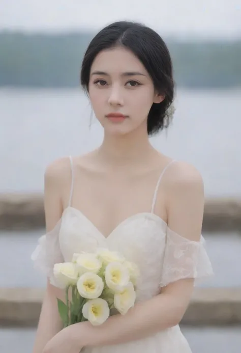 a pretty girl with wet hair and a Floral embroidered sundress with a sweetheart neckline, photorealistc, stream, smile,soft smooth skin, rain, classic beauty, pretty aquiline nose, very thin, wild water, , shoulder-length hair, polaroid color photo, 16mm film live soft color,
<lora:fgirl_v2_000:1>