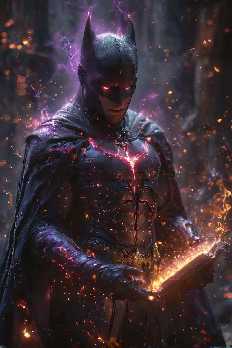 score_8_up,score_7_up,score_6_up,realistic,lifelike,raw photo,(batman:1.3),batman holding a spellbook,(helmet:1.2),Angry,dc universe,detailed eyes,powerful electric thunder ball spells,spellbook,magic,sparkly,cinematic,atmospheric,amazing spaceship fantasy setting,epic,HKMAGIC,action pose,<lora:Fantasy_Wizard__Witches_SDXL:0.9>,<lora:zavy-cntrst-sdxl:1>,dark,chiaroscuro,low-key,luminous neon lights,luminescence,<lora:åå
glowneon_xl_v1:0.8>,