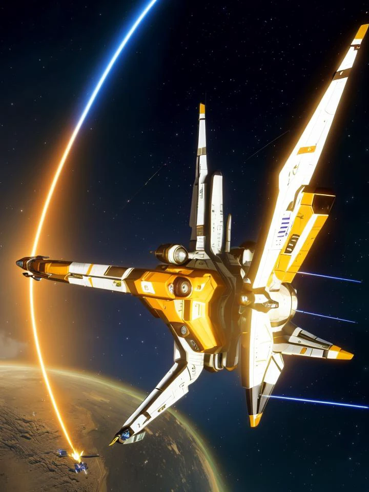 masterpiece,best quality,ultra detailed,highres,high-resolution,4k,4k portrait,8k,(8k portrait),unity 8k wallpaper,extremely detailed CG,realistic,RAW photo,real person,(portrait photography),photorealistic,(No-man's-sky Game Design Picture),(Detailed drawing of spaceship),
(Draw a spaceship nearby),((A spaceship like a fighter)),A spaceship is flying in the sky,any moon floating in the sky,(Giant spacecraft),Colorful space,A spaceship flying in space,