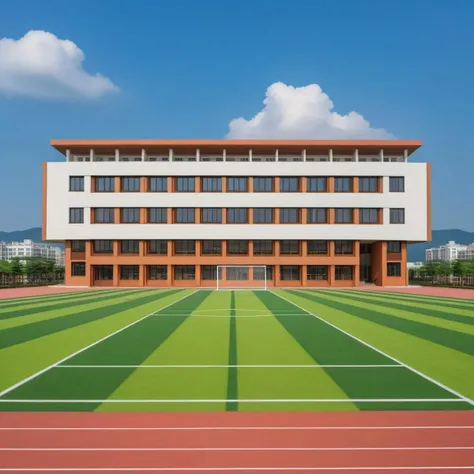 (masterpiece), best quality,8K,no humans, outdoors,
xuexiao,school,
building, day,blue sky, football,runway,cloud,tree,grass,(stairs:0.8),window, <lora:ZSschoolV1.0-000045:0.5>