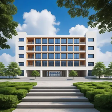 (masterpiece), best quality,8K,no humans, outdoors,
xuexiao,school,
building, day,blue sky,cloud,tree,grass,(stairs:0.8),window, <lora:ZSschoolV1.0-000038:0.5>
