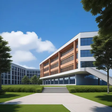 (masterpiece), best quality,8K,no humans, outdoors,
xuexiao,school,
building, day,blue sky,cloud,tree,grass,(stairs:0.8),window, <lora:ZSschoolV1.0-000040:0.5>