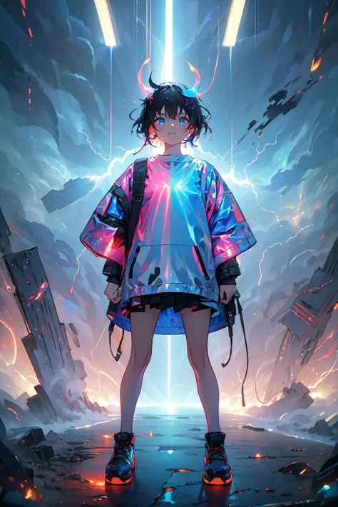 1girl,<lora:ragingstorm-nvwls-v1:0.7>,ragingstorm,<lora:holov7:0.5>, holographic,holographic clothing,