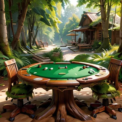 masterpiece, best quality, naturestyle, poker table  