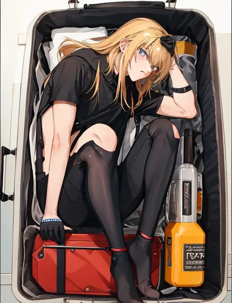 1boy,crimp,suitcase,side,lie<lora:ConceptDeliveryInBox_deliveryv106:1>,