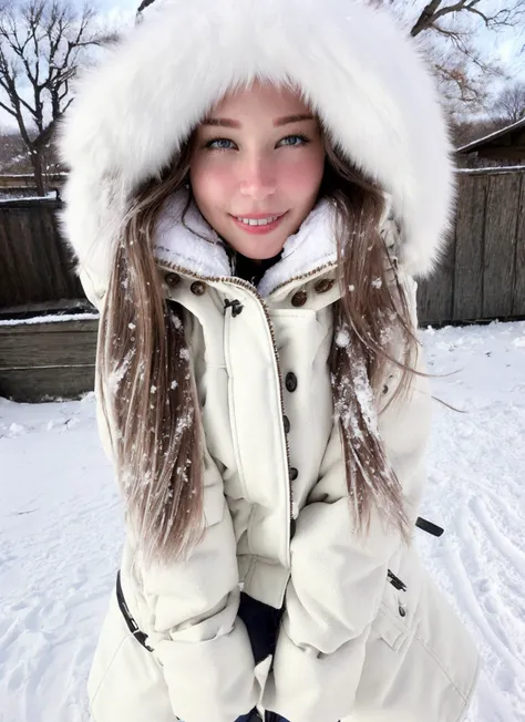 Beldel, photograph of a woman standing outside, winter, snow, white jacket, (detailed face), soft smiling, detailed iris, detailed eyes,
film grain, natural skin texture, <lora:Beldel LORA RHM 5E 25 576 Cosine:1>