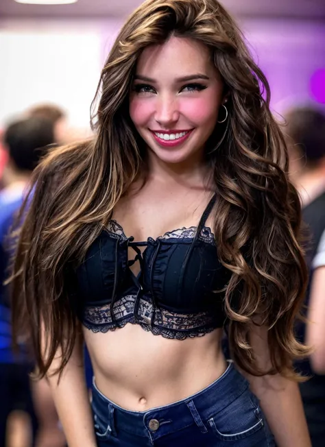 Beldel, photograph of a woman standing at a crowded party, night, blurry background, crowded night club, shirt, (detailed face), smiling, detailed iris, detailed eyes, full body,
film grain, natural skin texture, <lora:Beldel LORA RHM 5E 25 576 Cosine:1>
