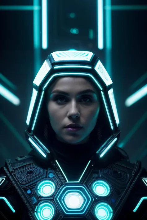 knightanne1 in cyber neon lighting, futurism, intricate futuristic jewelry accessories, cyberpunk blue and white tron style outfit, hyper photorealistic, crispy quality, digital photography, trending in artstation, trending in pinterest, cinematic, 4 k ultra hd, art by pascal blanche, art by greg rutkowski