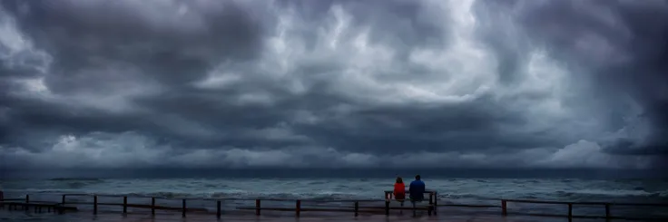 Sitting on a pier during a hurricane.