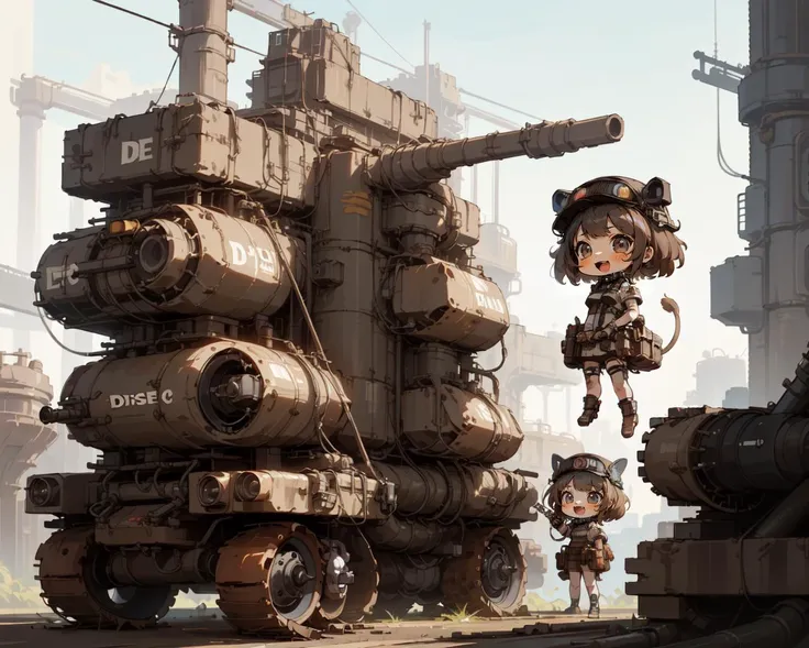 best quality,(diesel punk,retrofuturism,industrial design:1.4),
(multiple girls,chibi:1.5),cute,:d,animal ears and tail,
Bagger293 is warship,gigantic wheel,
<lyco:Bagger293_v10:0.6>,<lora:dieselpunkai_9MB:0.4>