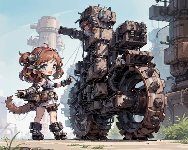 best quality,(diesel punk,retrofuturism,industrial design:1.4),
(multiple girls,chibi:1.5),cute,:d,animal ears and tail,
Bagger293,(gigantic wheel:1.4),
<lyco:Bagger293_v10:0.75>,<lora:dieselpunkai_9MB:0.4>