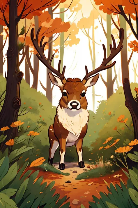 master piece,high quality,A deer,in the forest,j_illustration,<lora:J_illustration:0.8>,chibi