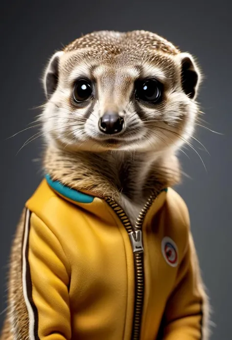 photorealistic portait of Dressed animals - a Meerkat speedskater, high quality, highly detailed, studio lighting, <lora:more_details:0.55> <lora:Dressed animals:1>
