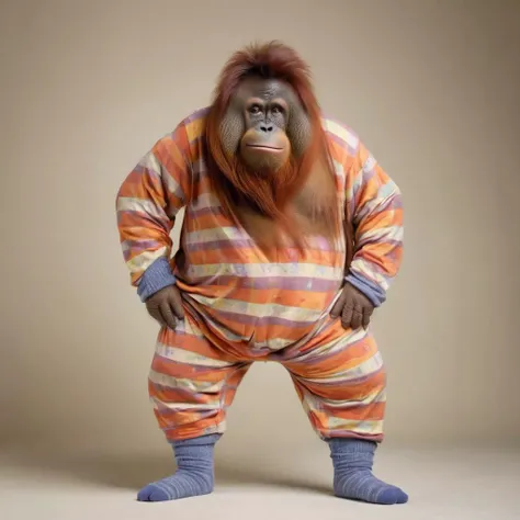 fat orangutan in pajamas and socks<lora:Dressed animals:1>