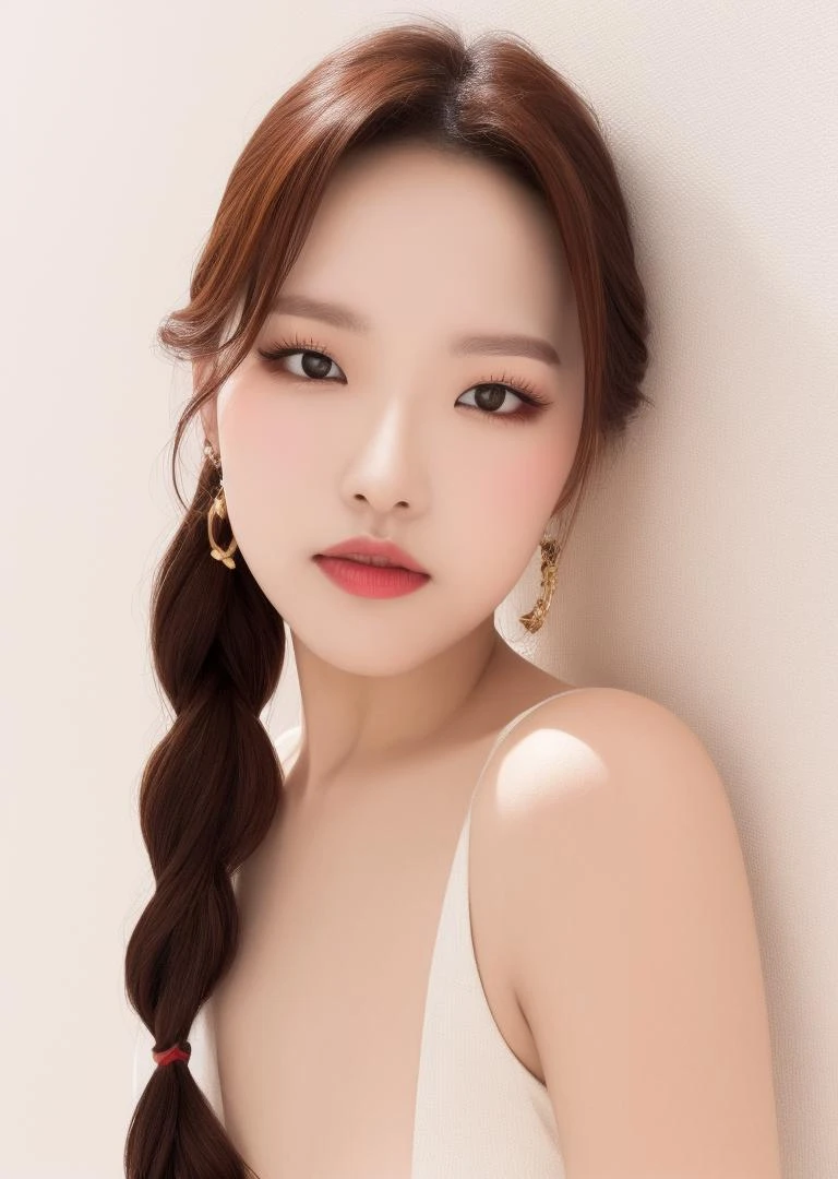 <lora:Olivia_Hye:1>, beautiful Korean girl, braided hair, (perfect eyes:1.2), symmetrical eyes, (pureerosface_v1:0.2), ((facing viewer)), (8k,RAW photo, best quality, masterpiece:1.2), (realistic, photo realistic:1.4), (extremely detailed CG unity 8k wallpaper), (masterpiece), (best quality), (ultra-detailed), (best illustration), (best shadow), ultra-high res, top half of body