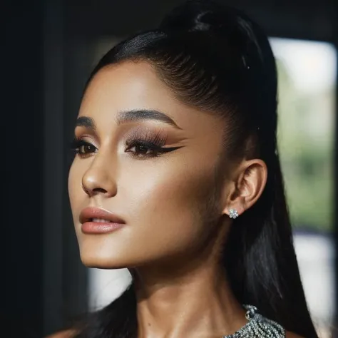 1girl,photo of ariana standing in a cyberpunk jacket, (blue hair:1.5) and (curly:1.5) hair, best quality,(detailed face:1.4), (looking at viewer:1.4), shiny skin, smile, city at night background ,low angle. The Enchanting Allure of Ariana Grande: A Captivating Compilation of Magical Moments